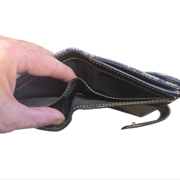 Christian Dior Saddle Lotus Navy Jacquard Canvas Bifold Snap Wallet - Picture 5 of 10